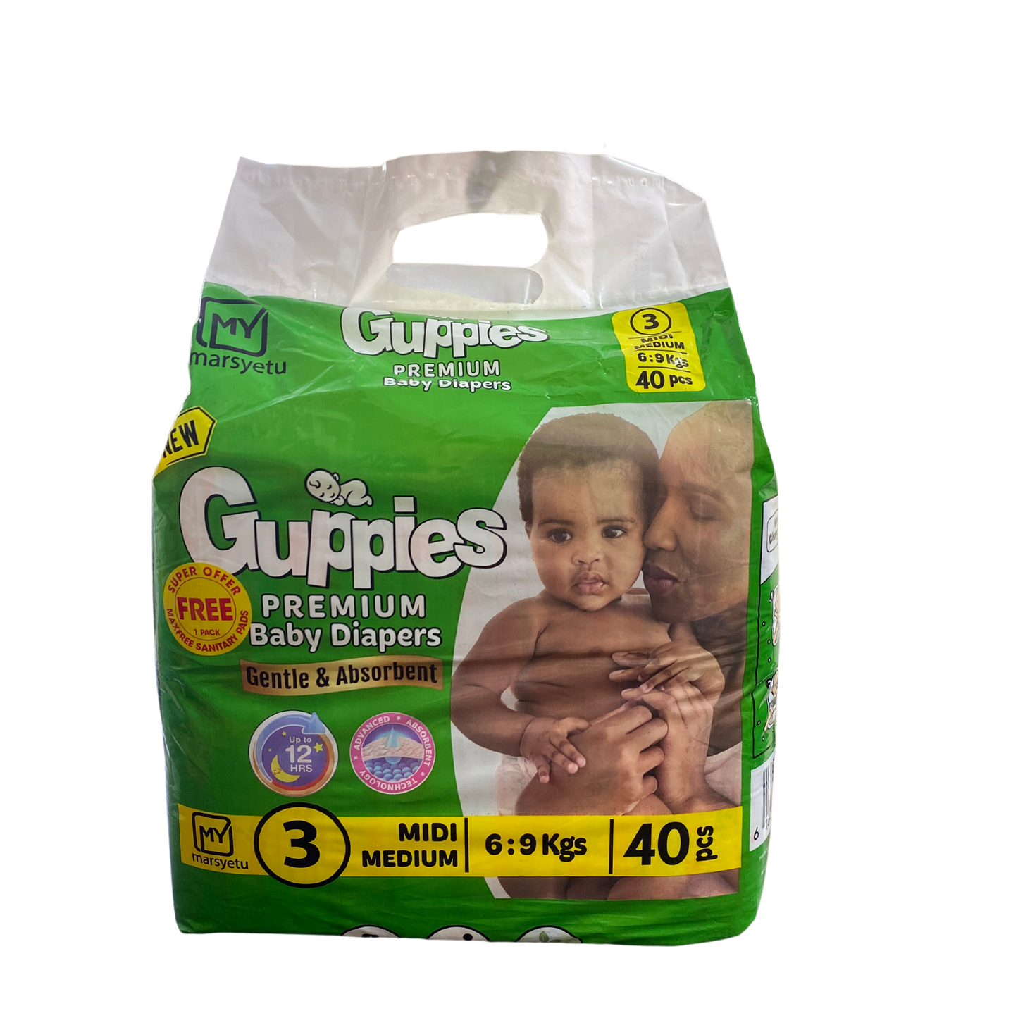 Guppies Premium Baby Diapers Midi Medium - 6:9 kgs - Size 3