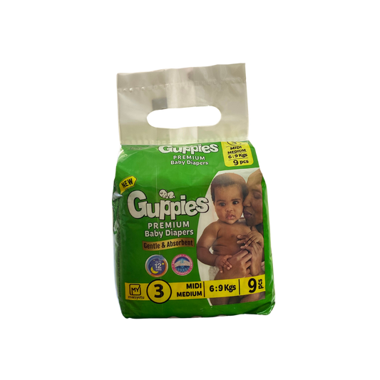 Guppies Premium Baby Diapers Midi Medium - 6:9 kgs - Size 3