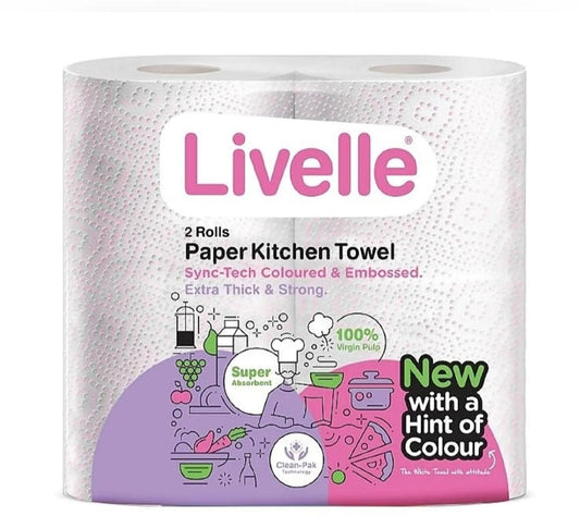 Livelle Extra Strong Kitchen Towel - Twin Pack - Coloured Pink