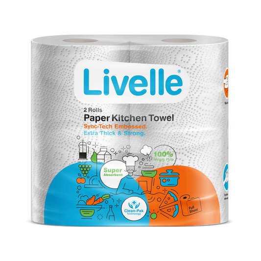 Livelle Extra Strong Kitchen Towel - Twin Pack - White