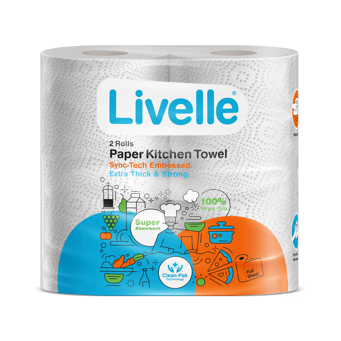 Livelle Extra Strong Kitchen Towel - Twin Pack - White